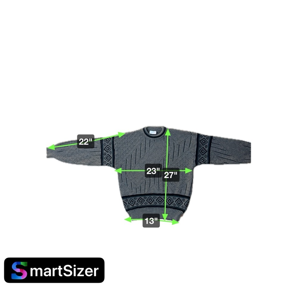 Vintage 90s - Chagall Paris - 3D Textured Grandpa Sweater - Grey - Large - Picture 7 of 7